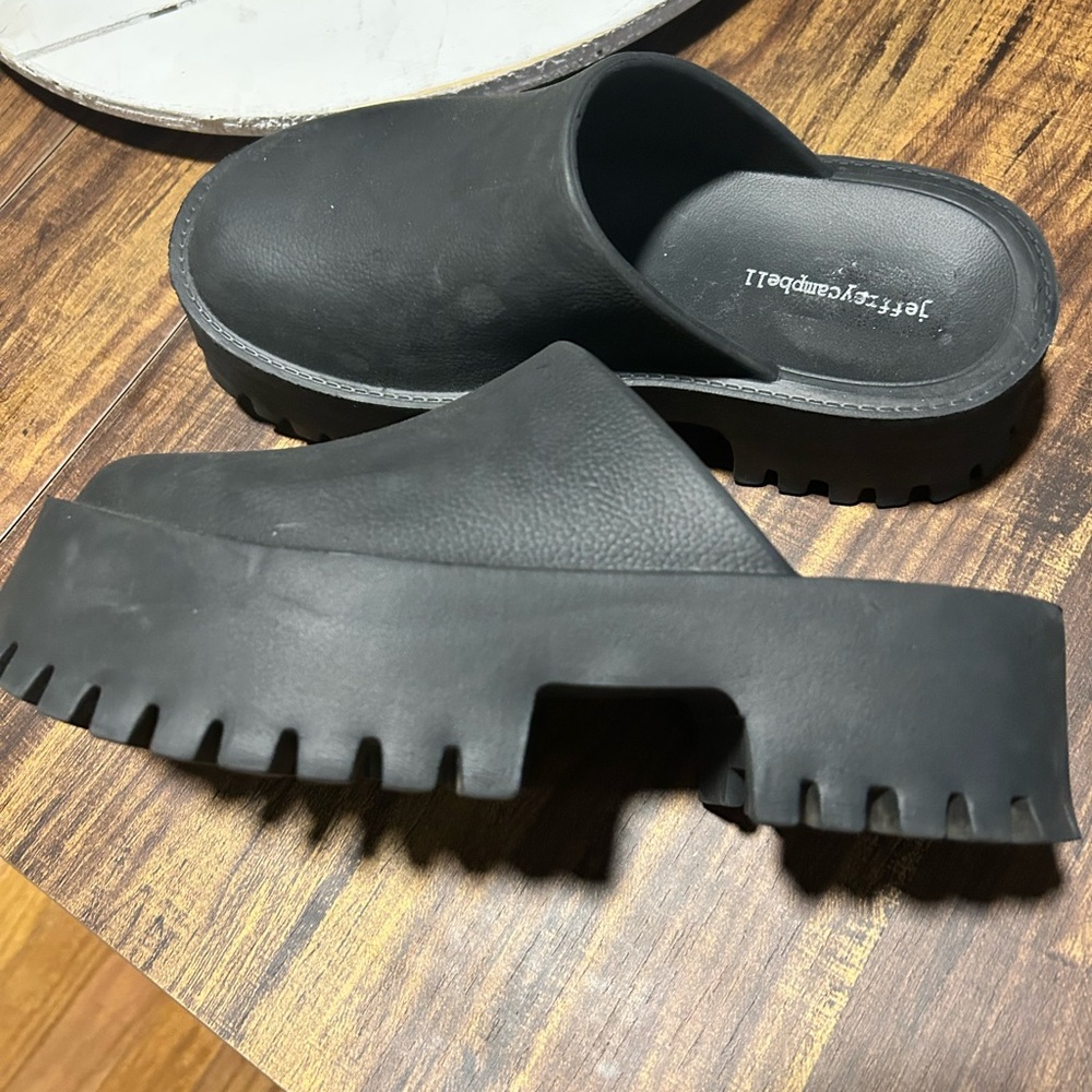 Jeffrey Campbell Black Platform Mules with Chunky Sole